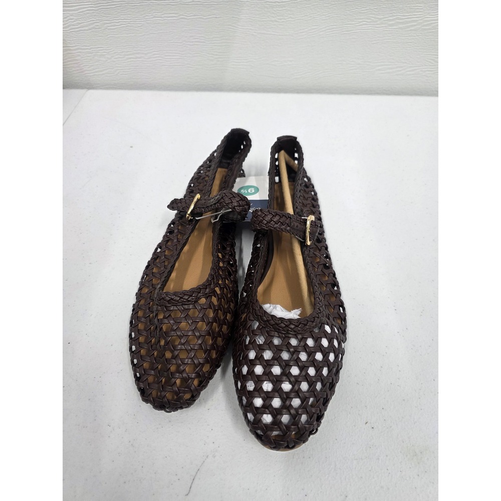 Universal Thread Womens Woven Mary Jane Flats Dark Brown Basket Weave Shoes 9.5